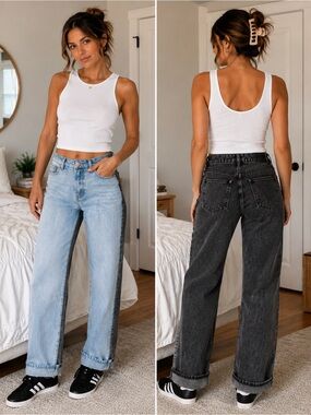 Revice Denim Two-Tone Blue Front Black Back Straight Leg Jeans Size 28